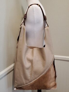 FSP Collection Cassey Braided Springbok Shoulder Tote
